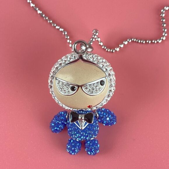 Swarovski Eliot Swing Sing Bow Tie Blue Pendant Necklace - Picture 4 of 6